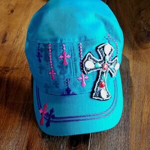 Jeweled‎ Cross Stone Flat Top Style Flat C